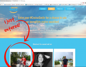 Enter to win a cruise during plan a cruise month in October. Post your best smiling selfie with the hashtags #CruiseSmile and #sweepstakes on IG, twitter or Cruisesmile.org each day on October for a chance to win